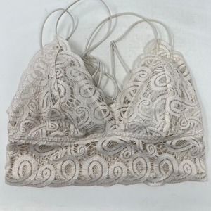 PINK Victoria Secret Lace Longline Smocked Back Adjustable Strap Bralette Medium